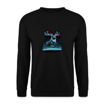 Cyberpunk Reindeer - Unisex Sweatshirt - black - Front - Alina (178cm) & Michal (187cm)