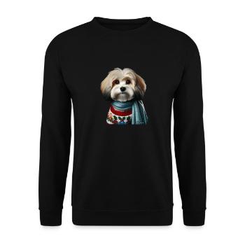 Havanese Weihnachten - Unisex Pullover - Schwarz - Vorne - Alina (178cm) & Michal (187cm)