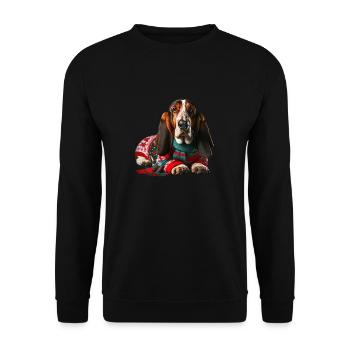 Basset Weihnachten - Unisex Pullover - Schwarz - Vorne - Alina (178cm) & Michal (187cm)