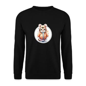 Cute kitten in coat - Unisex Sweatshirt - black - Front - Alina (178cm) & Michal (187cm)