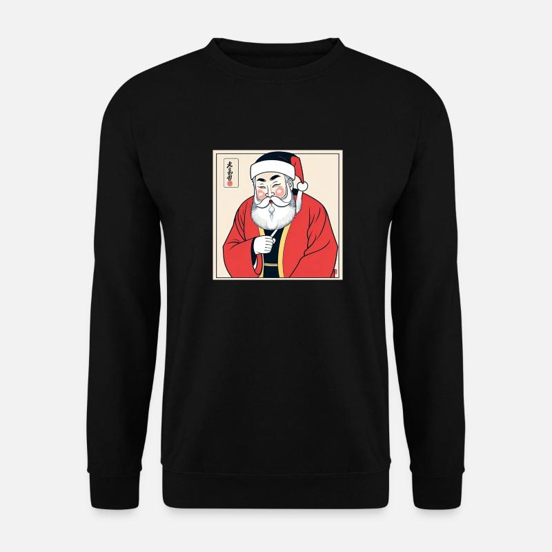 Japanischer Kunststil Weihnachtsmann - Unisex Pullover - Schwarz
