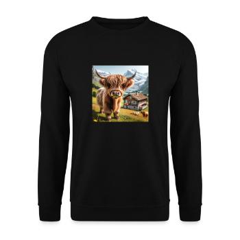 Highland cow with long shaggy fur - Unisex Sweatshirt - black - Front - Alina (178cm) & Michal (187cm)