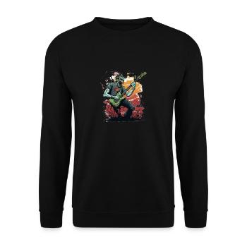 zombie with rock guitar - Unisex Sweatshirt - black - Front - Alina (178cm) & Michal (187cm)