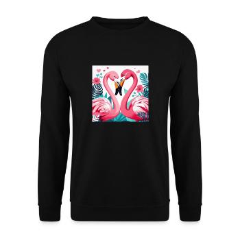 Flamants roses amoureux. - Sweat-shirt Unisexe - noir - Devant - Alina (178cm) & Michal (187cm)