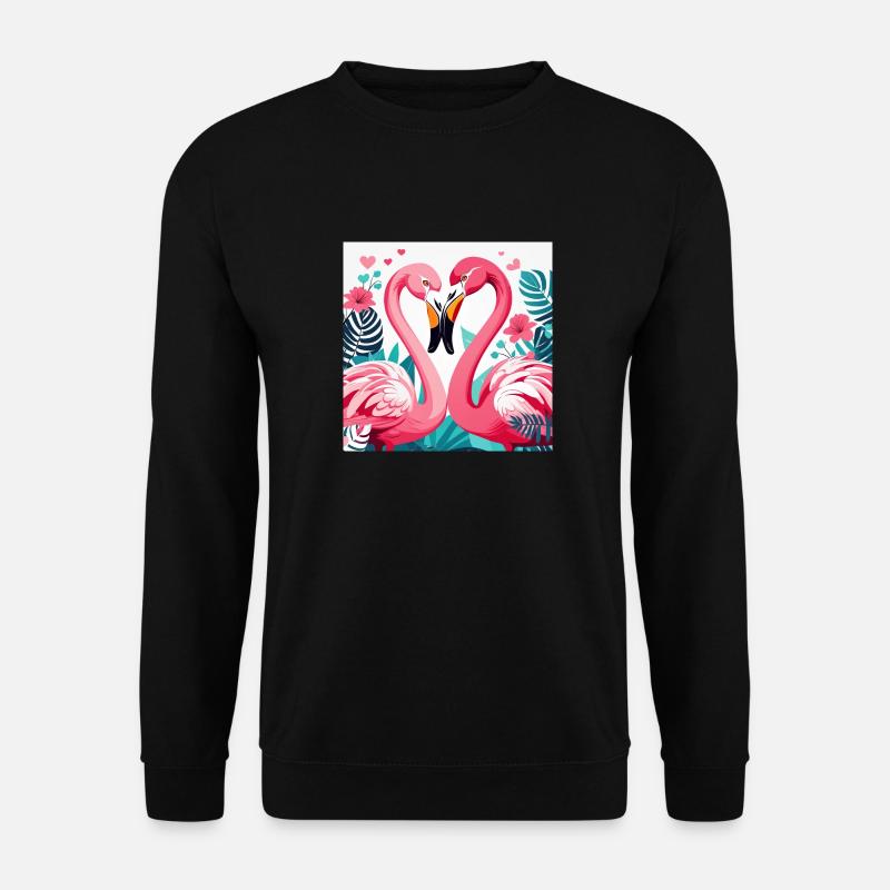 Verliebte rosa Flamingos. - Unisex Pullover - Schwarz