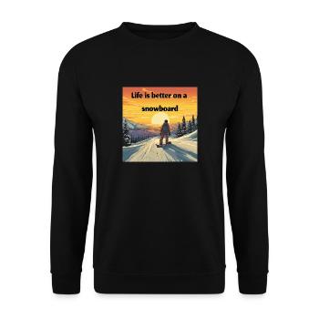 Snowboard Loving Retro Sunset Style - Sweat-shirt Unisexe - noir - Devant - Alina (178cm) & Michal (187cm)