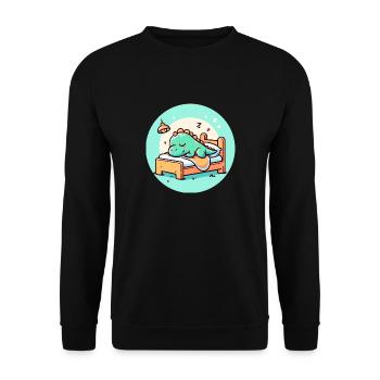 Schlafender Dino kleines Baby - Unisex Pullover - Schwarz - Vorne - Alina (178cm) & Michal (187cm)