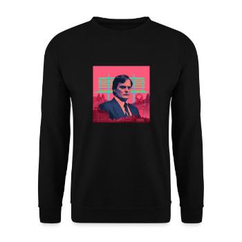 Italienischer Politiker Vaporwave "Pippuzzo" - Unisex Pullover - Schwarz - Vorne - Alina (178cm) & Michal (187cm)