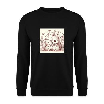 Eichhörnchen Liebe - Unisex Pullover - Schwarz - Vorne - Alina (178cm) & Michal (187cm)