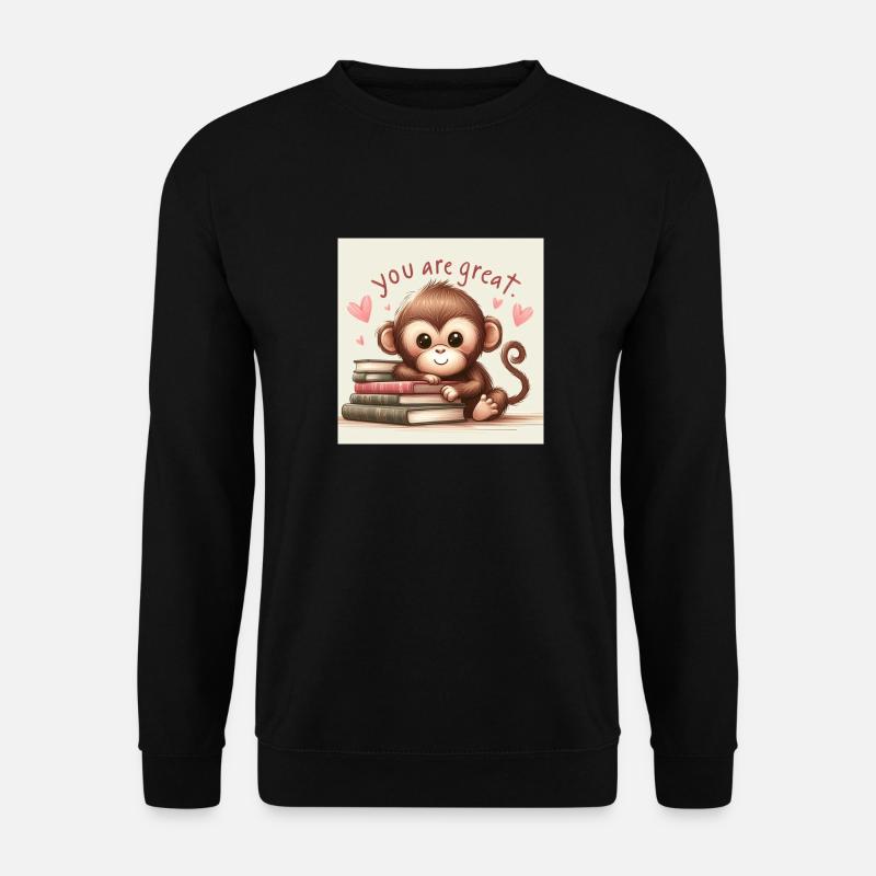 Monkey with books - Unisex Sweatshirt - black