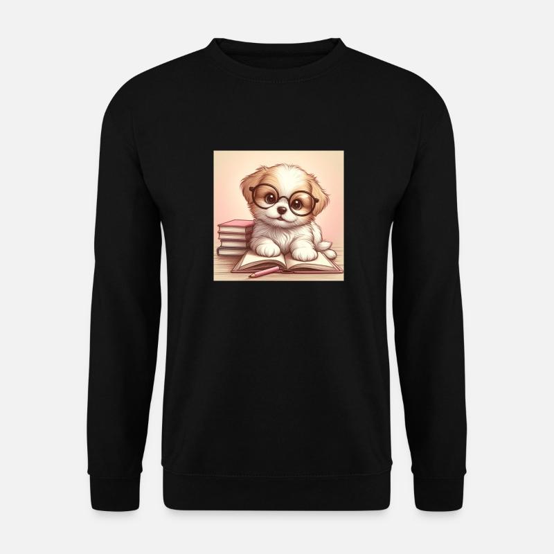 Hunde Welpe Bücher - Unisex Pullover - Schwarz