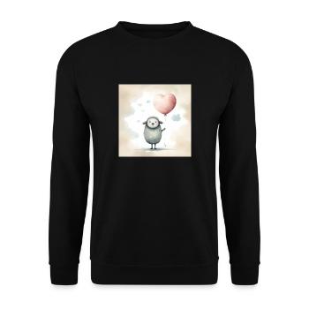 Niedliches Schaf-Clipart mit Herzballon - Unisex Pullover - Schwarz - Vorne - Alina (178cm) & Michal (187cm)