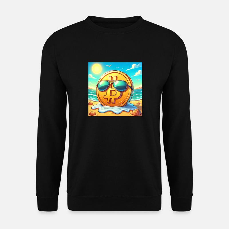 Ein cooler Bitcoin chillt am Strand. - Unisex Pullover - Schwarz