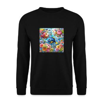 Happy fish the flowers of the seas - Unisex Sweatshirt - black - Front - Alina (178cm) & Michal (187cm)