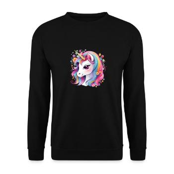 Belle licorne heureuse aux couleurs vives - Sweat-shirt Unisexe - noir - Devant - Alina (178cm) & Michal (187cm)