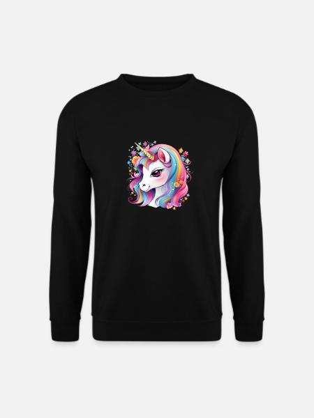 Beautiful happy unicorn in bright colors - Unisex Sweatshirt - black