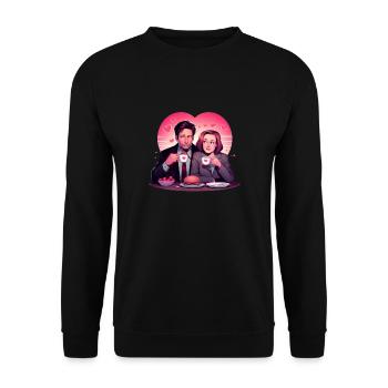 Romantisches Mittagessen und Kaffee - Unisex Pullover - Schwarz - Vorne - Alina (178cm) & Michal (187cm)