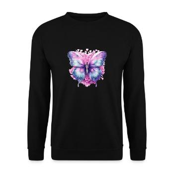 Flügelschlag: Schmetterling Design Kollektion - Unisex Pullover - Schwarz - Vorne - Alina (178cm) & Michal (187cm)