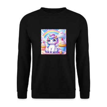 Cartoon Einhorn 1 - Unisex Pullover - Schwarz - Vorne - Alina (178cm) & Michal (187cm)