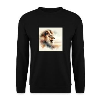 Lion aquarelle - Sweat-shirt Unisexe - noir - Devant - Alina (178cm) & Michal (187cm)