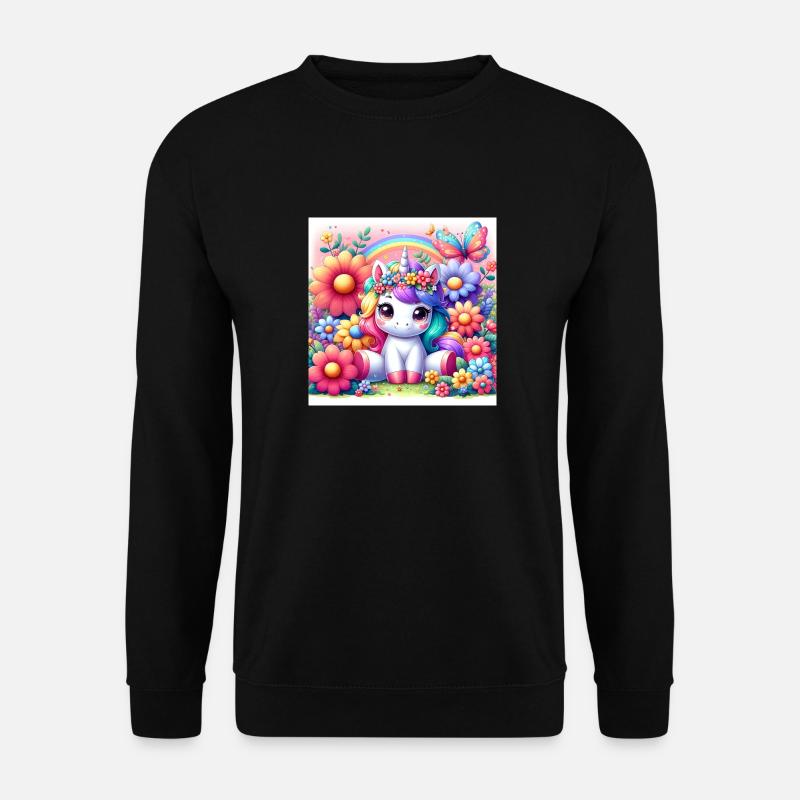 Cartoon Einhorn - Unisex Pullover - Schwarz