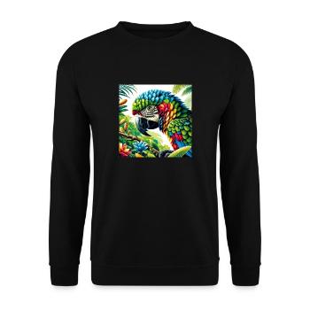 Papagei - Unisex Pullover - Schwarz - Vorne - Alina (178cm) & Michal (187cm)