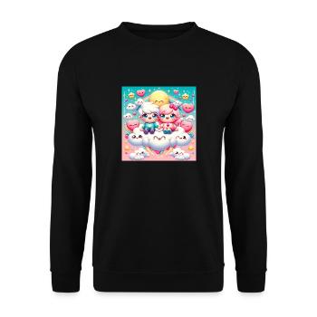 Cartoon Paar - Unisex Pullover - Schwarz - Vorne - Alina (178cm) & Michal (187cm)