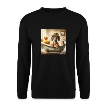Dackel Liebe, alles für den Dackel - Unisex Pullover - Schwarz - Vorne - Alina (178cm) & Michal (187cm)