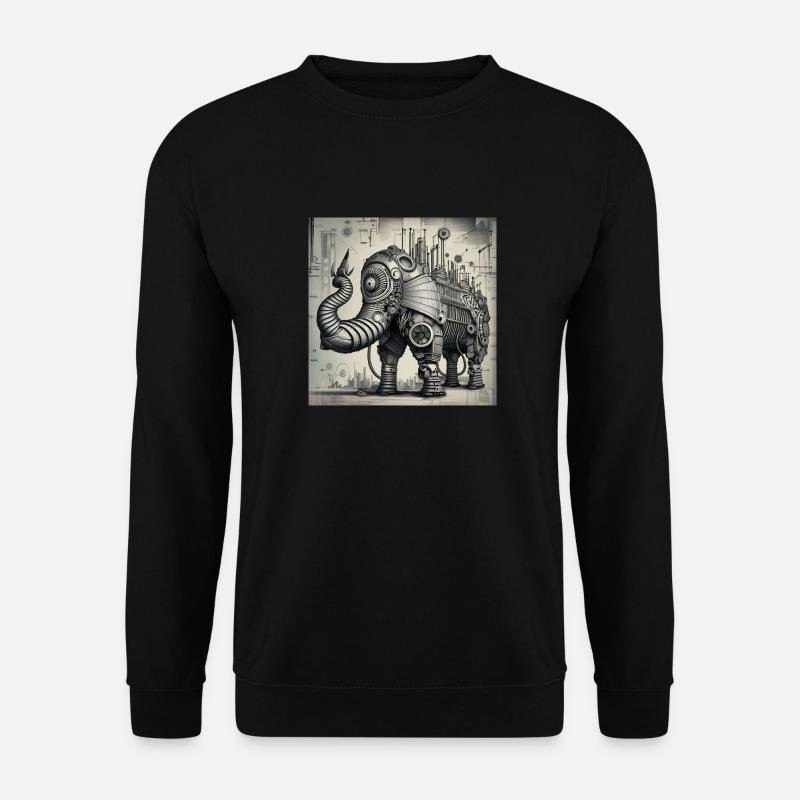 Cyberpunk Steampunk Cyborg-Stil Elefant - Unisex Pullover - Schwarz