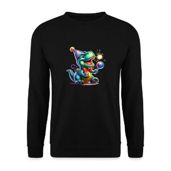 Party Dino - Unisex Pullover - Schwarz - Vorne - Alina (178cm) & Michal (187cm)