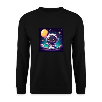 Space Kitty avec ballon dans l’espace - Sweat-shirt Unisexe - noir - Devant - Alina (178cm) & Michal (187cm)