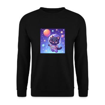 Space Kitty avec ballon dans l’espace - Sweat-shirt Unisexe - noir - Devant - Alina (178cm) & Michal (187cm)