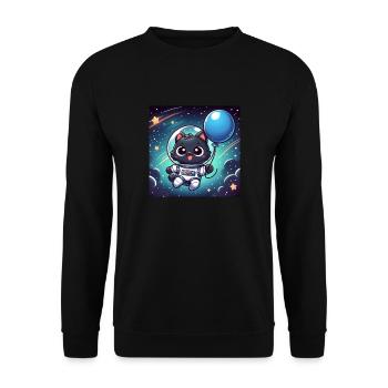 Space Kitty avec ballon bleu dans l’espace - Sweat-shirt Unisexe - noir - Devant - Alina (178cm) & Michal (187cm)