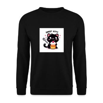 Sweet Kitty noir avec Cupcake et lettrage - Sweat-shirt Unisexe - noir - Devant - Alina (178cm) & Michal (187cm)