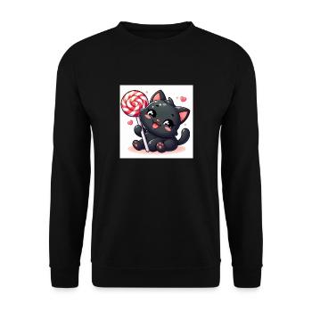 Sweet Kitty noir gai avec sucette et coeurs - Sweat-shirt Unisexe - noir - Devant - Alina (178cm) & Michal (187cm)