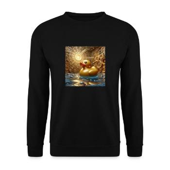 Bath Duck in Gold in Risograph Hyperrealism - Unisex Sweatshirt - black - Front - Alina (178cm) & Michal (187cm)