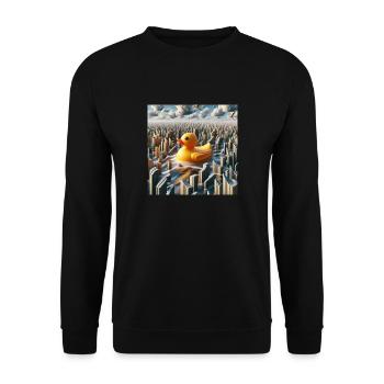 Bathing duck in a hyper-realistic fantasy world - Unisex Sweatshirt - black - Front - Alina (178cm) & Michal (187cm)
