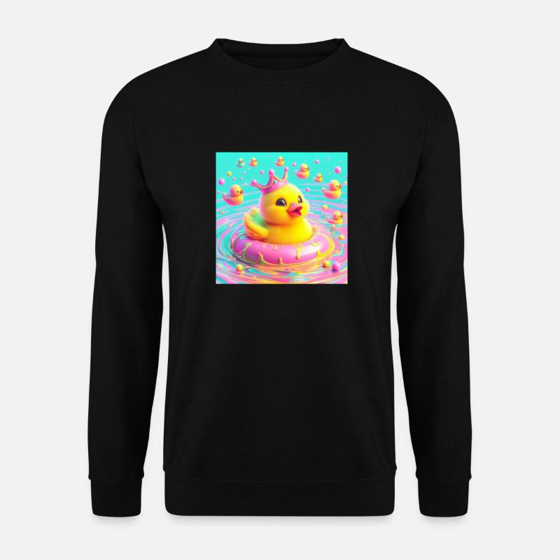 Badeand med krone i 3D hyperrealisme pastell - Genser unisex - svart