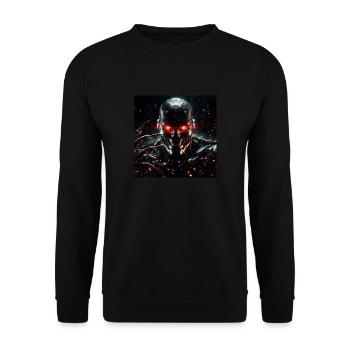 Cyborg with red eyes and claws - Unisex Sweatshirt - black - Front - Alina (178cm) & Michal (187cm)