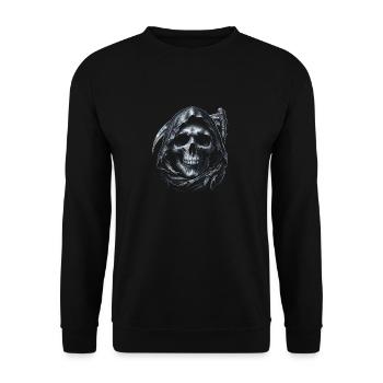 Schädel des Schnitters - Unisex Pullover - Schwarz - Vorne - Alina (178cm) & Michal (187cm)