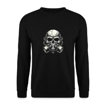 Zerbrochener Schädel mit zwei Filtern - Unisex Pullover - Schwarz - Vorne - Alina (178cm) & Michal (187cm)