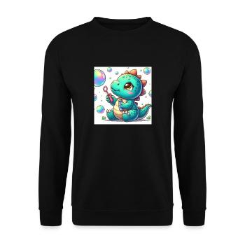 Dino small with soap bubbles - Unisex Sweatshirt - black - Front - Alina (178cm) & Michal (187cm)