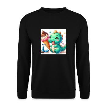 Dino green with cream cone and roller - Unisex Sweatshirt - black - Front - Alina (178cm) & Michal (187cm)