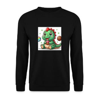 Dino small with muffin and cookie - Unisex Sweatshirt - black - Front - Alina (178cm) & Michal (187cm)