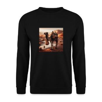 true camel in a desert A7 - Unisex Sweatshirt - black - Front - Alina (178cm) & Michal (187cm)