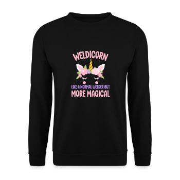 Weldicorn Welding like a normal Welder Girl Gift - Unisex Sweatshirt - black - Front - Alina (178cm) & Michal (187cm)