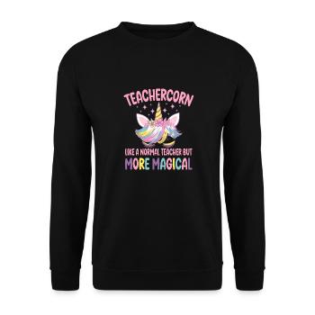Teachercorn like a normal Teacher Tutor - Unisex Pullover - Schwarz - Vorne - Alina (178cm) & Michal (187cm)