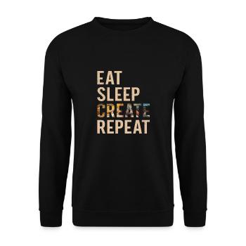 Artist Painter Eat Sleep Create Repeat Gift - Unisex Sweatshirt - black - Front - Alina (178cm) & Michal (187cm)