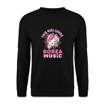 Idée cadeau motif coréen à la mode pour les fans de K-pop - Sweat-shirt Unisexe - noir - Devant - Alina (178cm) & Michal (187cm)