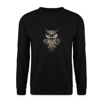 Eule - Unisex Pullover - Schwarz - Vorne - Alina (178cm) & Michal (187cm)